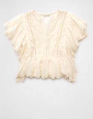 AE Notch Neck Ruffle Blouse