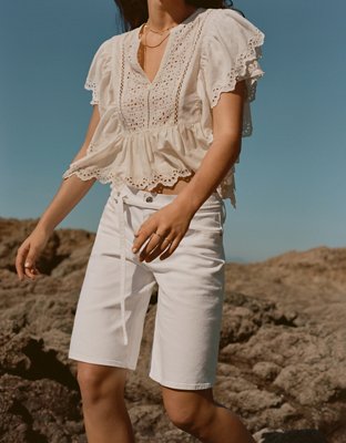 AE Notch Neck Ruffle Blouse