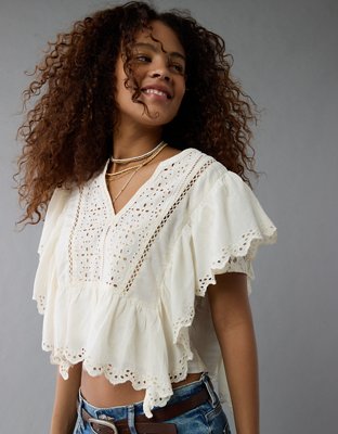 AE Notch Neck Ruffle Blouse