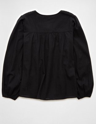 AE Long-Sleeve Pintuck Blouse