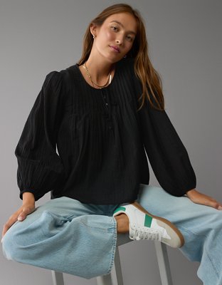 AE Long-Sleeve Breezy Boho Blouse