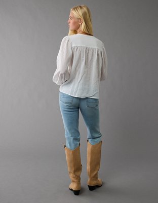 AE Long-Sleeve Breezy Boho Blouse