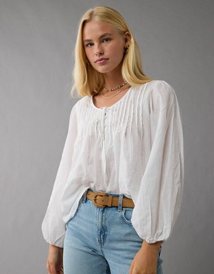 AE Long-Sleeve Breezy Boho Blouse