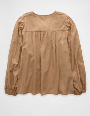 AE Long-Sleeve Pintuck Blouse