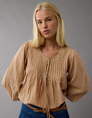AE Long-Sleeve Breezy Boho Blouse