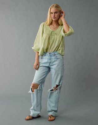 AE Long-Sleeve Breezy Boho Blouse