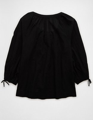 AE Long-Sleeve Open Neck Blouse