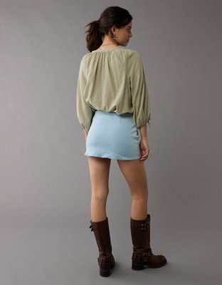AE Long-Sleeve Open Neck Blouse