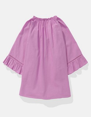 AE Blusa de Mezcla de Lino con Volante