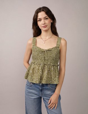 AE Smocked Babydoll Shirt