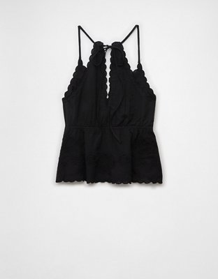 AE V-Neck Embroidered Halter Top