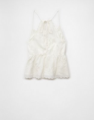 AE V-Neck Embroidered Halter Top