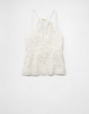 AE V-Neck Embroidered Halter Top
