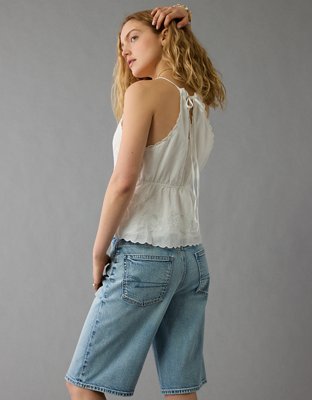 AE V-Neck Embroidered Halter Top