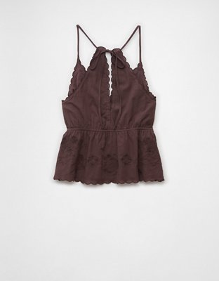 AE V-Neck Embroidered Halter Top