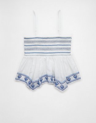 AE Handkerchief Hem Smocked Babydoll Tube Top