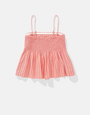 AE Top de Mezcla de Lino sin Breteles con Alforzas