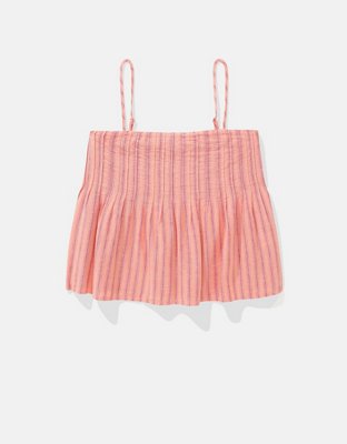 AE Top de Mezcla de Lino sin Breteles con Alforzas