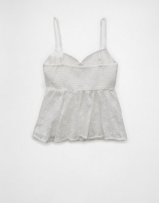 AE Cami Estilo Babydoll con Escote V y Bordado con Nido de Abeja