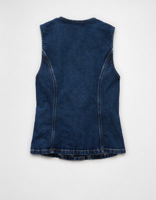 AE Crew Neck Button-Up Denim Vest