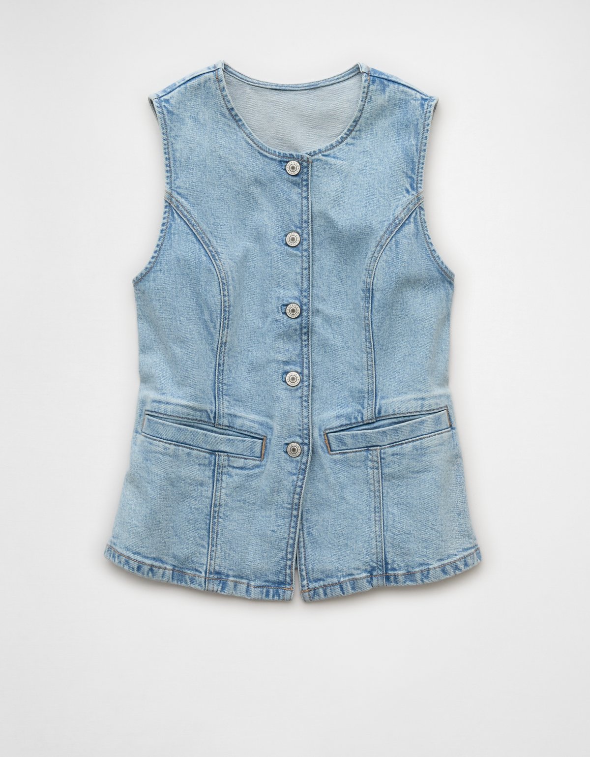 AE Crew Neck Button-Up Denim Vest - image 3