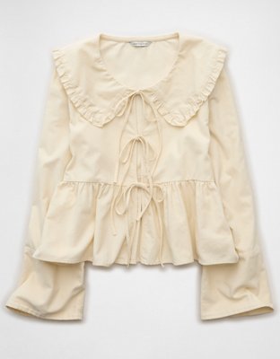 AE Long Sleeve Tie-Front Blouse