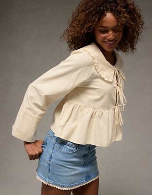 Blouse nouée à l’avant manches longues AE