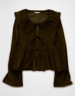 AE Long Sleeve Tie-Front Blouse