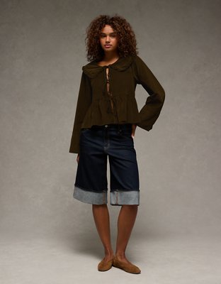 AE Long Sleeve Tie-Front Blouse