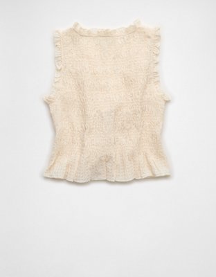 AE Tie-Front Smocked Tank Top