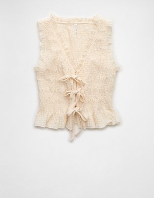 AE Tie-Front Smocked Tank Top