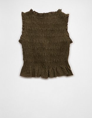 AE Tie-Front Smocked Tank Top