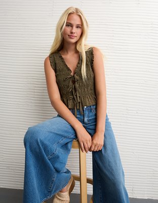 AE Satin Peplum Tank Top