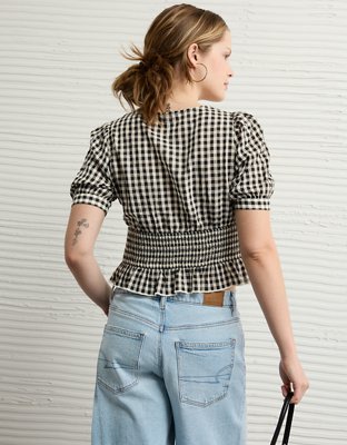 AE V-Neck Puff Sleeve Corset Shirt