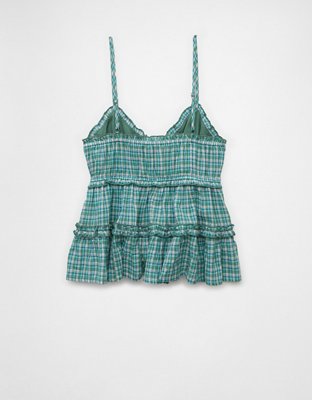 AE Top sin Mangas Estilo Babydoll con Volantes