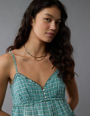 AE Top sin Mangas Estilo Babydoll con Volantes
