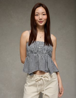 AE Handkerchief Hem Smocked Babydoll Tube Top