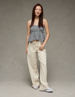 AE Handkerchief Hem Smocked Babydoll Tube Top