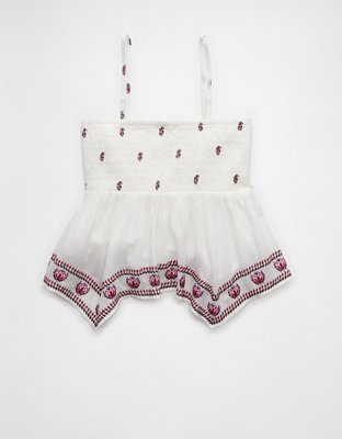 AE Handkerchief Hem Smocked Babydoll Tube Top