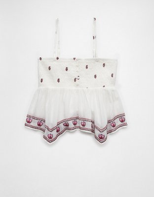 AE Handkerchief Hem Smocked Babydoll Tube Top