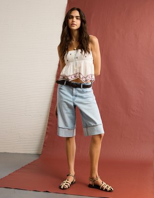 AE Handkerchief Hem Smocked Babydoll Tube Top