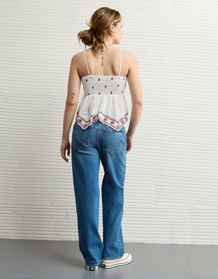 AE Handkerchief Hem Smocked Babydoll Tube Top