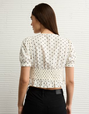 AE V-Neck Puff Sleeve Corset Shirt