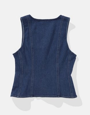 AE Square Neck Button-Up Denim Vest