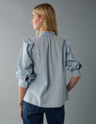 AE Ruffle Denim Blouse