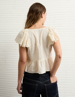 AE Cap Sleeve Eyelet Blouse