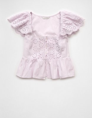 AE Cap Sleeve Eyelet Blouse