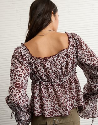 AE Chiffon Ruched Blouse