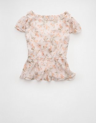 AE V-Neck Chiffon Babydoll Blouse