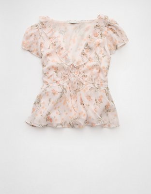 AE V-Neck Chiffon Babydoll Blouse